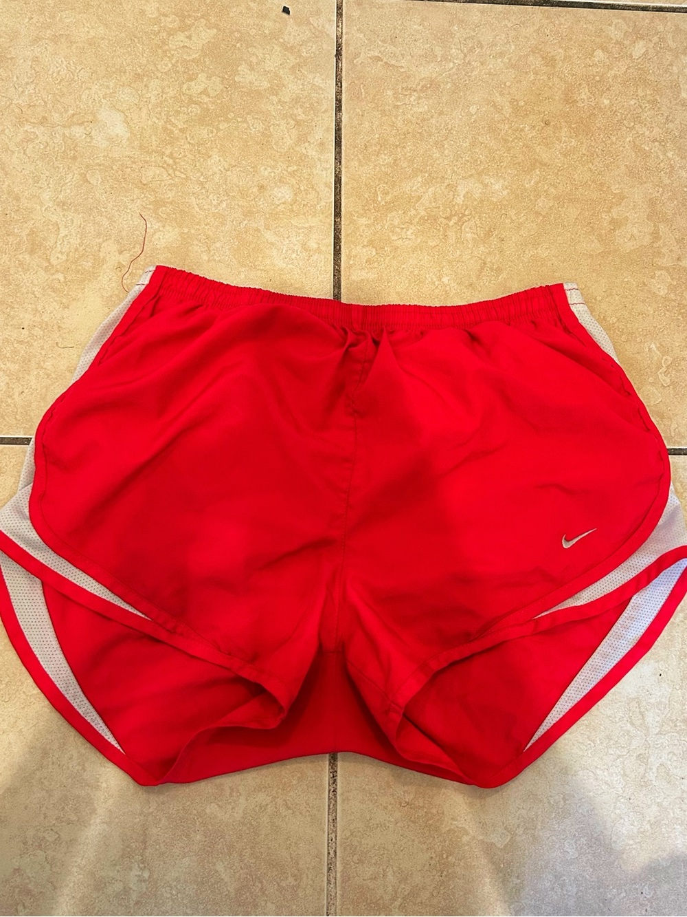 Nike Women's Red Athletic Shorts with White Trim